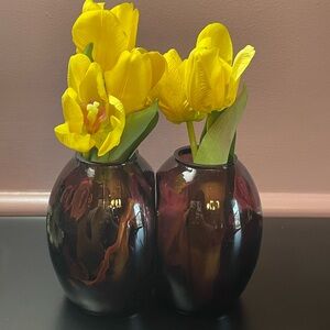 Vintage Amethyst Optic Glass Vase MCM Bookends